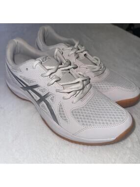 ASICS Indoor Court Shoes Men’s 10 White Silver Non Marking Volleyball Gym